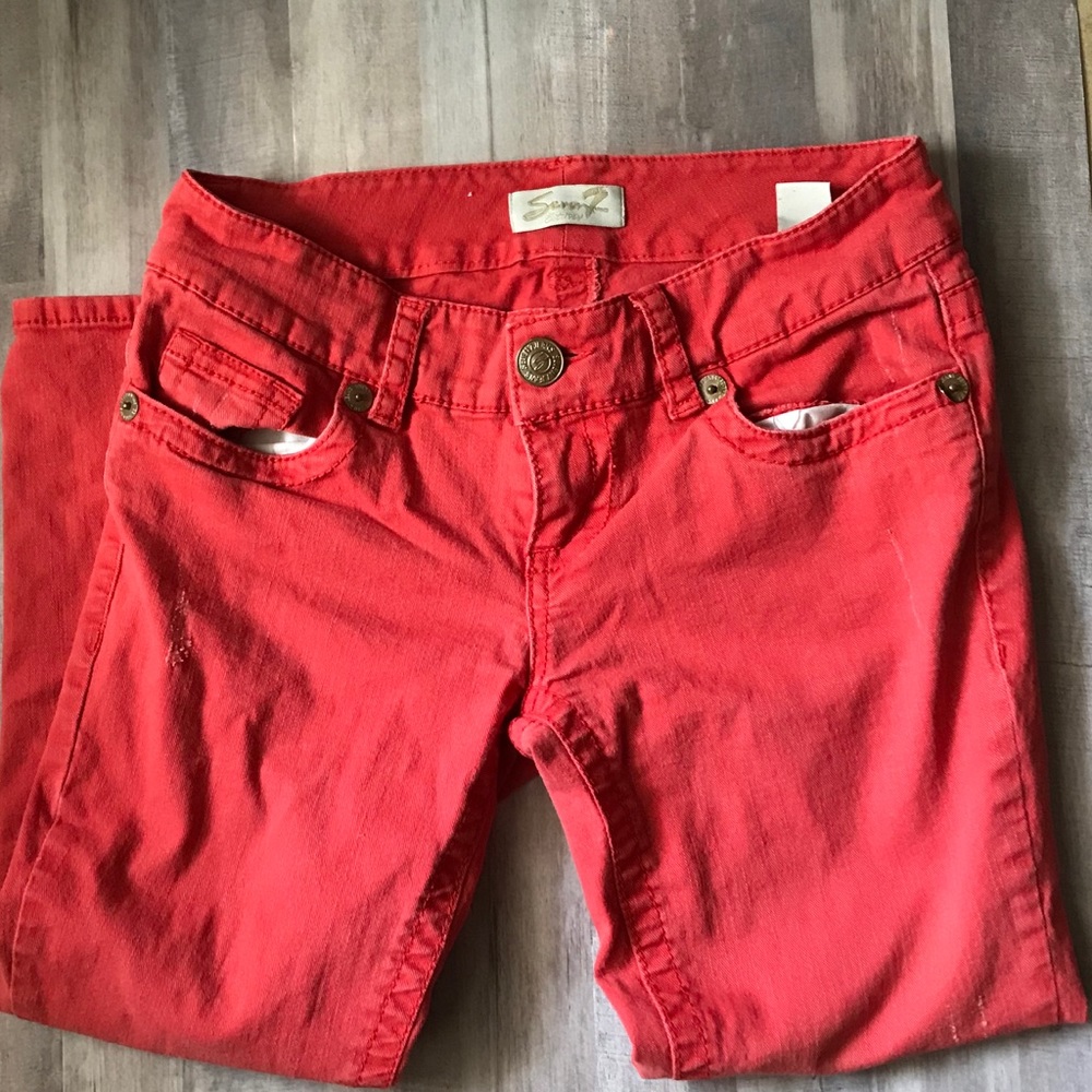 Seven 7 Est. 1964 red cropped jeans